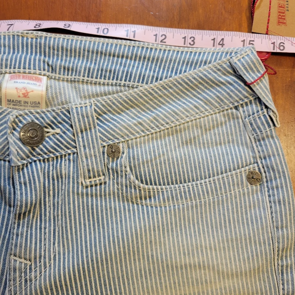 True Religion Denim Pant Capri Pinstripe Railroad 30 NWT New Designer - Picture 5 of 10